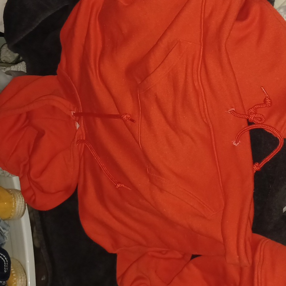 😀3/$12 Hollister short neon orange Hooded sweatshirt